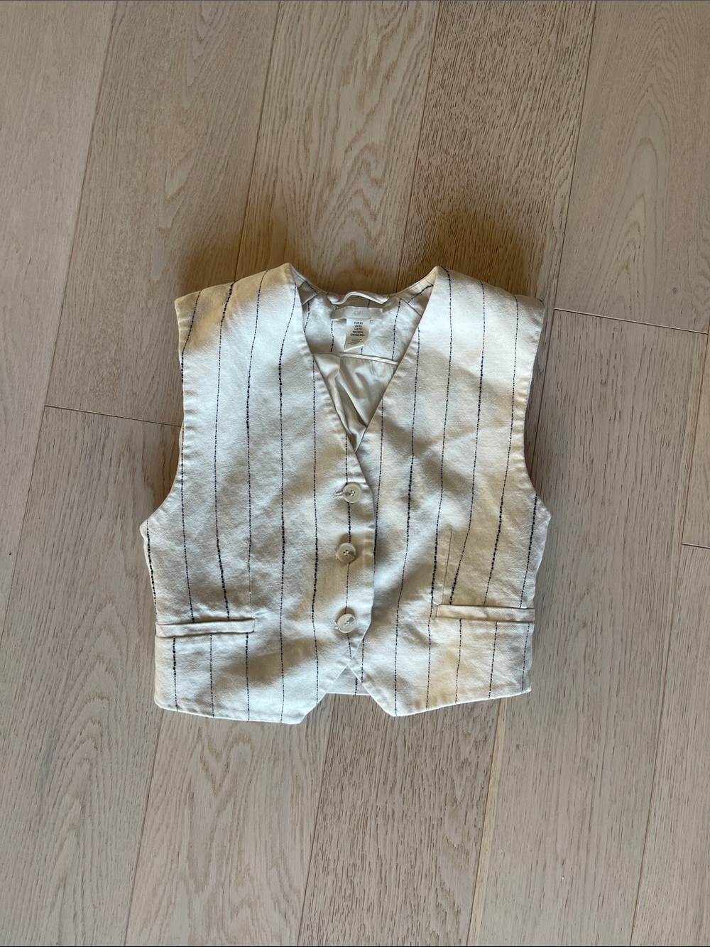 H&M Cream Vest with Black Pinstripes